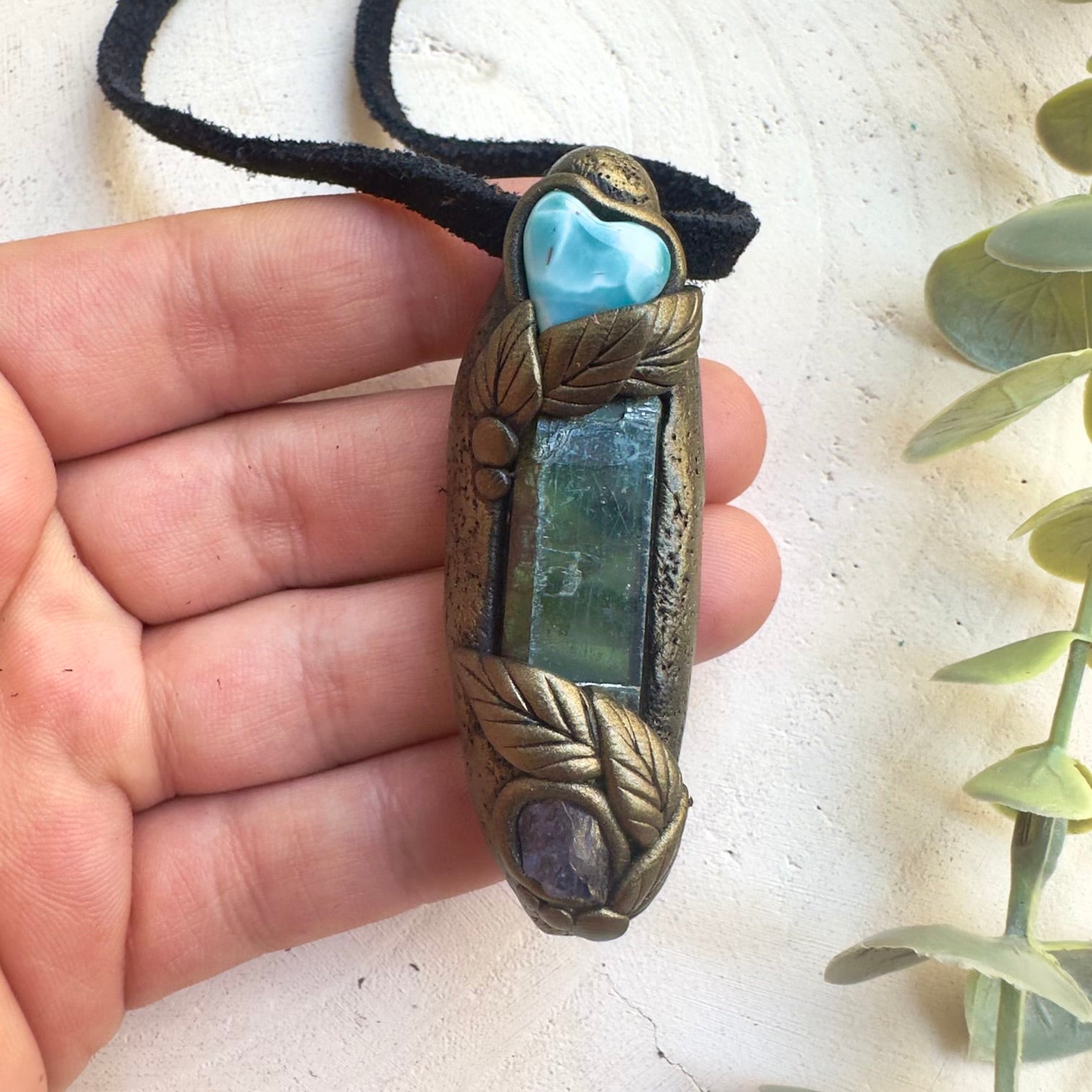 Fantasy inspired crystal necklace with rare mineral combination