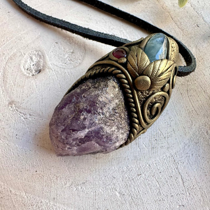 One of a kind handmade necklace highlighting the natural shape and texture of Raw Scapolite.
