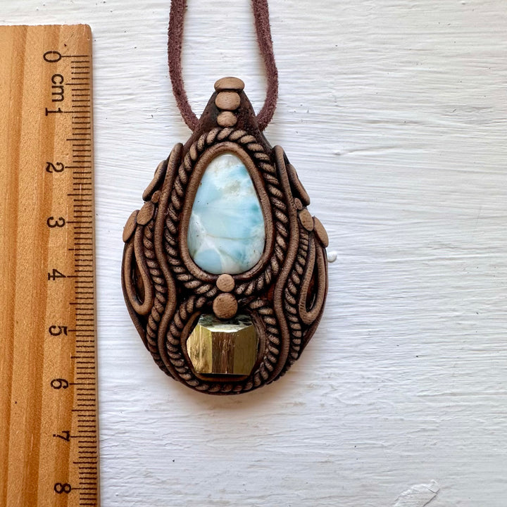 Larimar and Pyrite Necklace - FairyGardenGlow