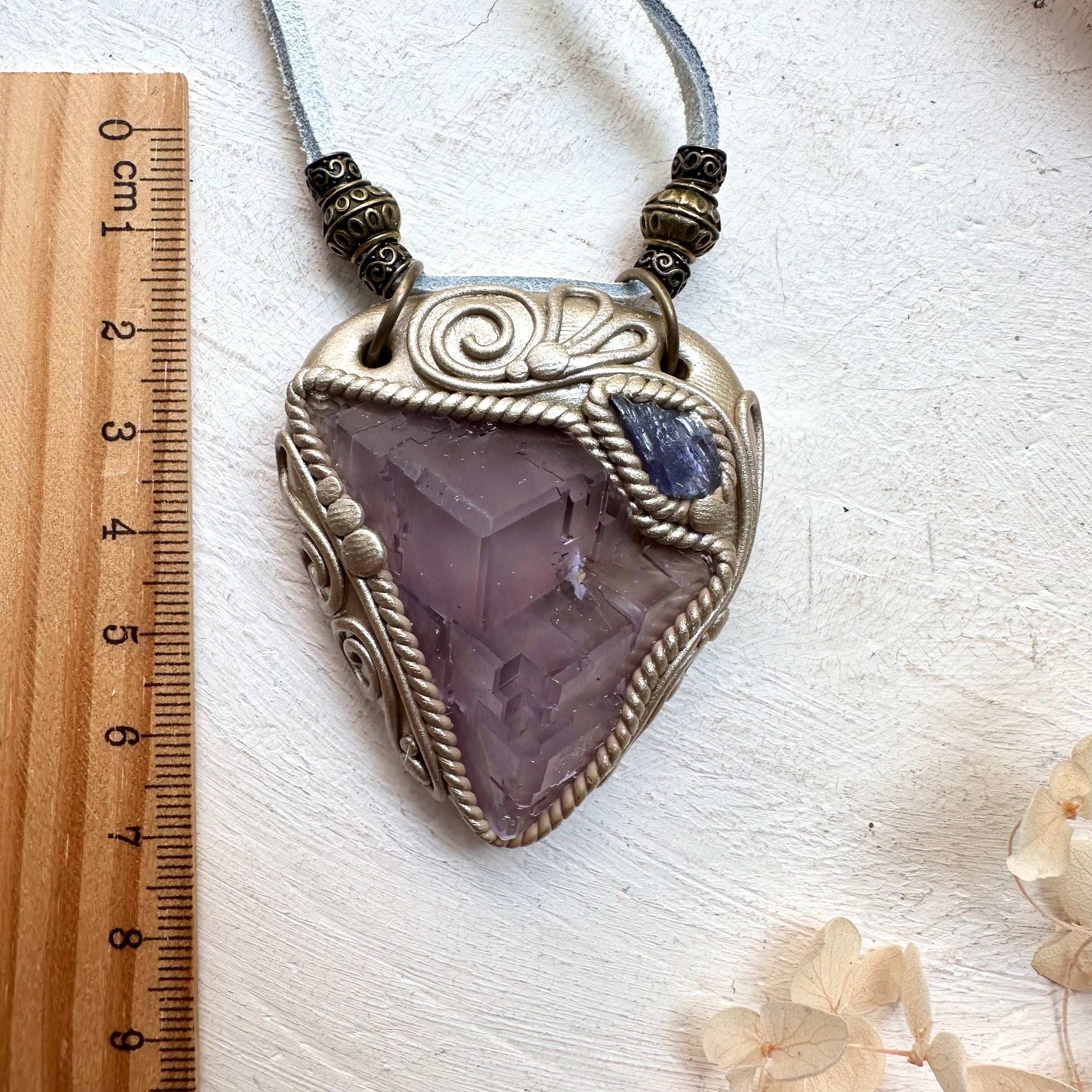Cubic Purple Fluorite and Tanzanite Necklace - FairyGardenGlow