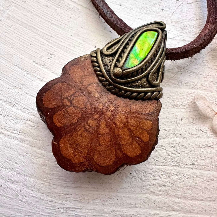 Ayahuasca and Ammolite Necklace - FairyGardenGlow
