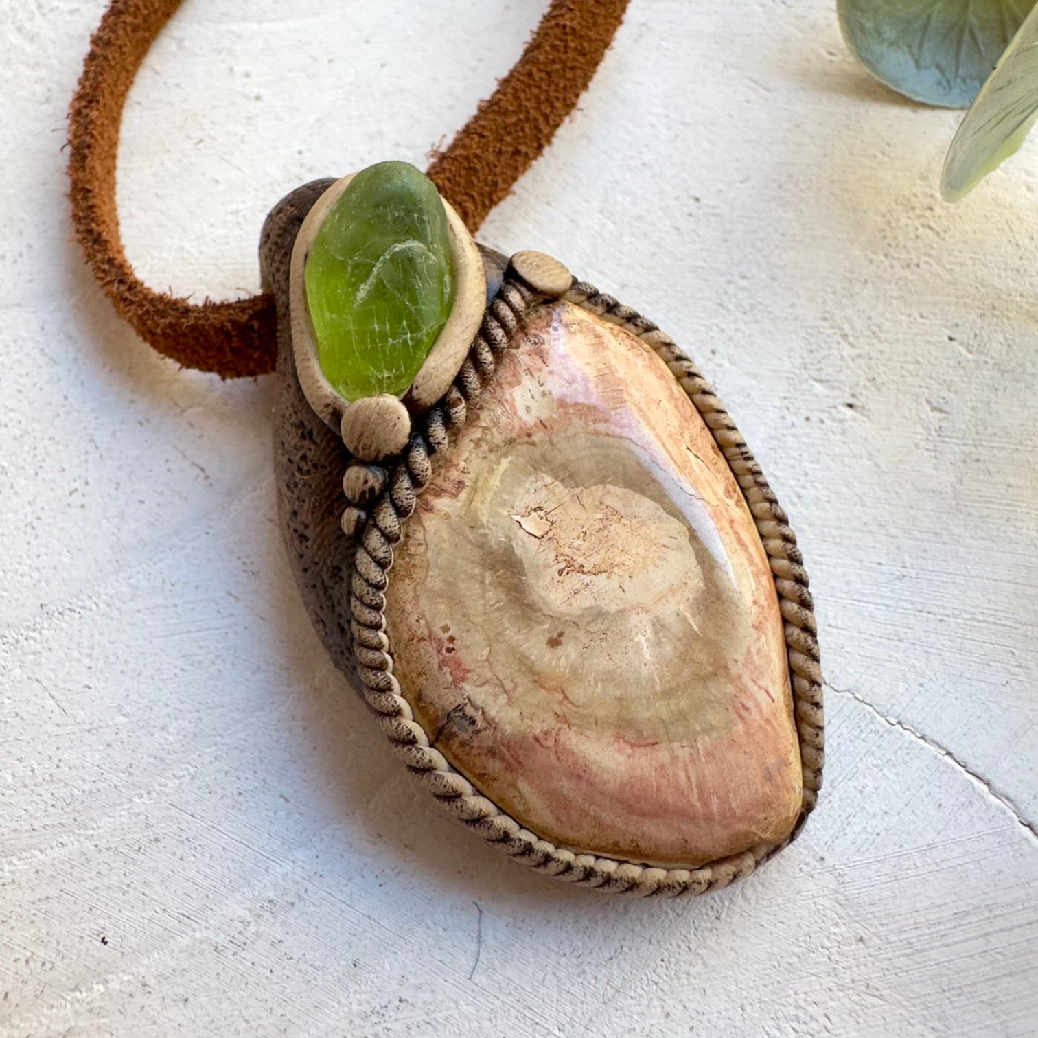 Earthy boho gemstone necklace with natural stones