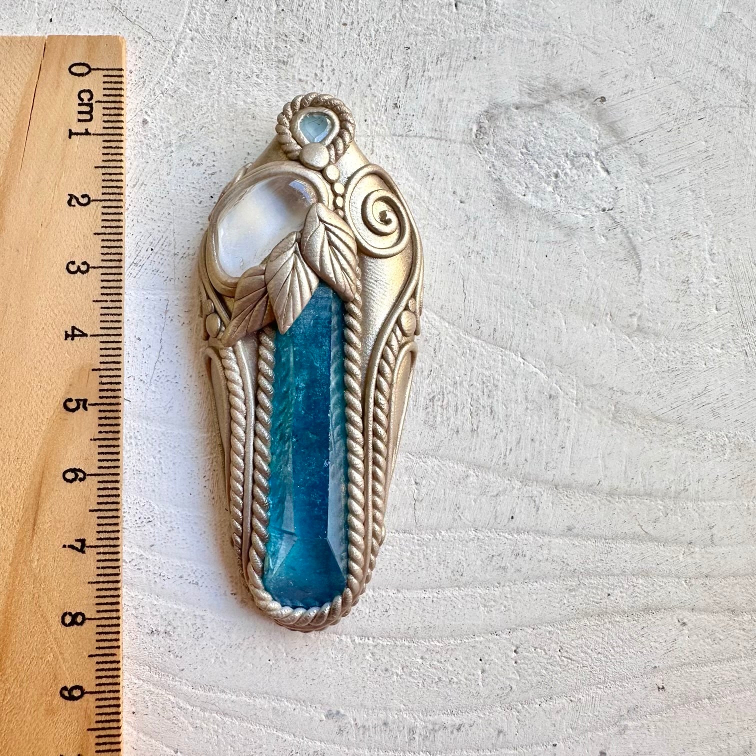 Statement crystal necklace goddess jewelry iridescent blue energy piece