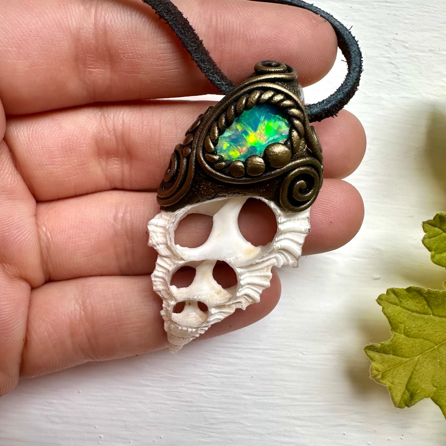 Seashell and Raw Opal Necklace - FairyGardenGlow