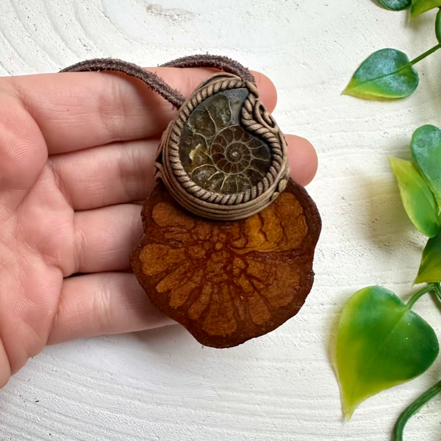 Ayahuasca Necklace with Ammonite