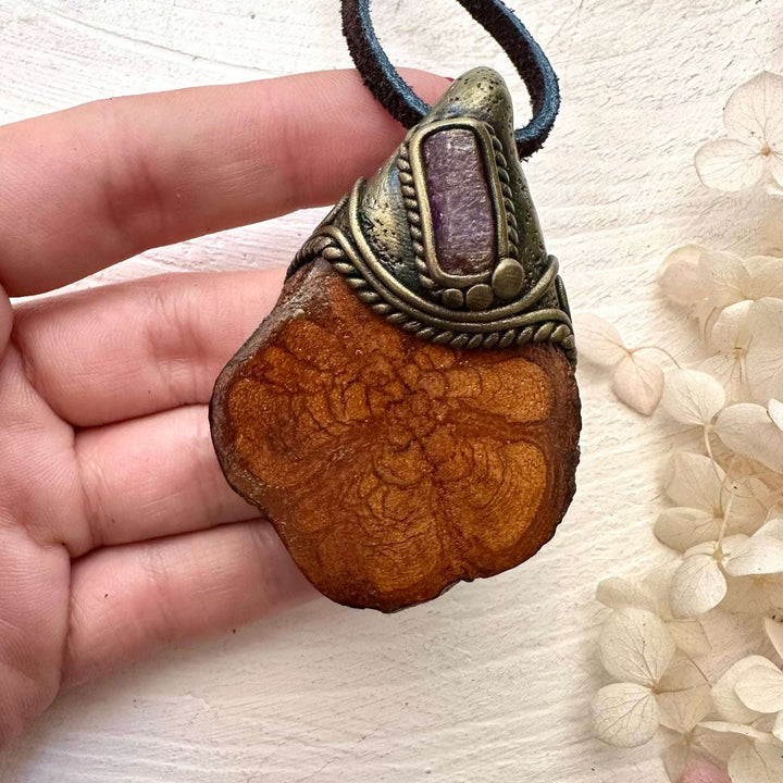 Ayahuasca and Raw Ruby Pendant - FairyGardenGlow