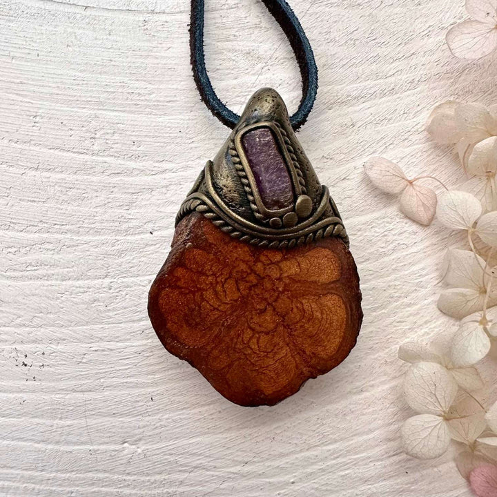 Ayahuasca and Raw Ruby Pendant - FairyGardenGlow