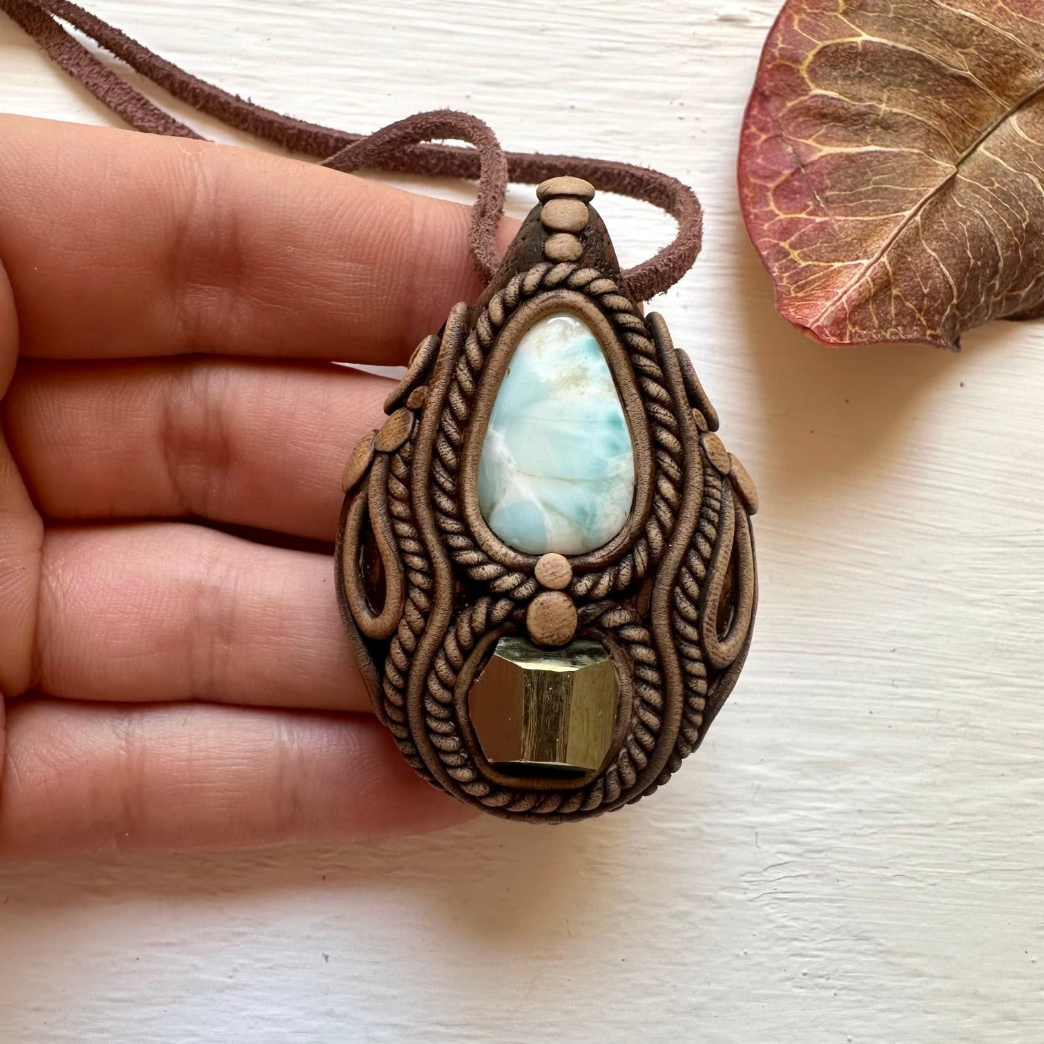 Larimar and Pyrite Necklace - FairyGardenGlow