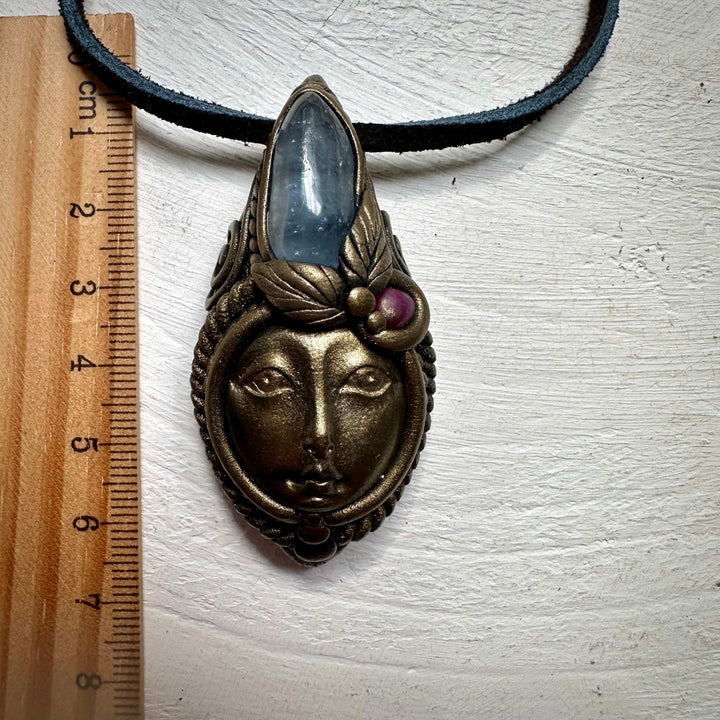 Aquamarine and Ruby Goddess Necklace - FairyGardenGlow