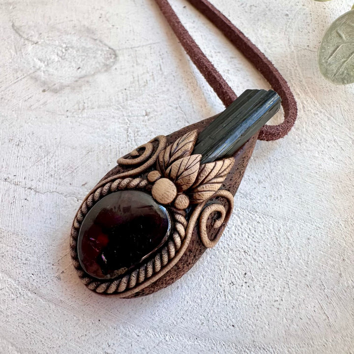Unisex crystal pendant necklace for strength and protection