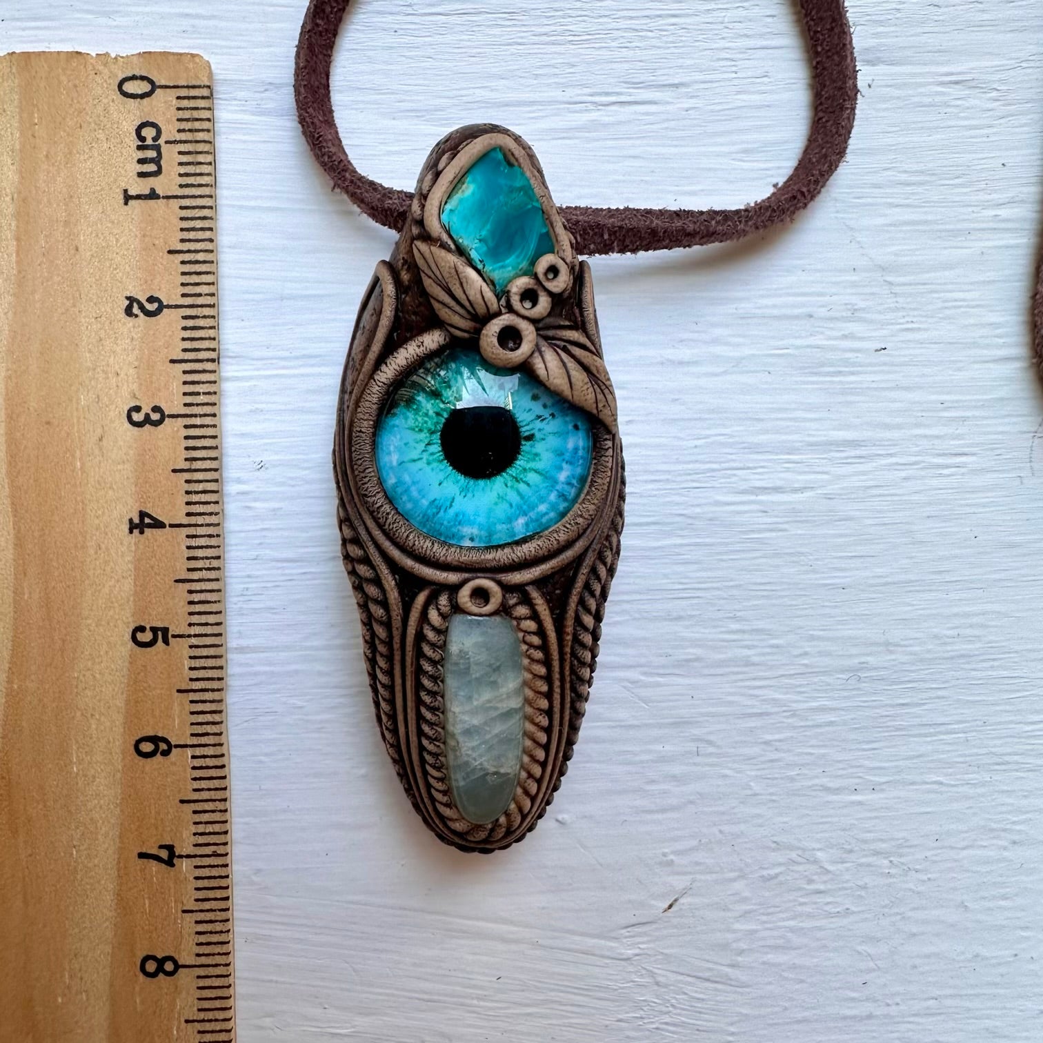 Aquamarine and Raw Chrysocolla Eye Necklace - FairyGardenGlow