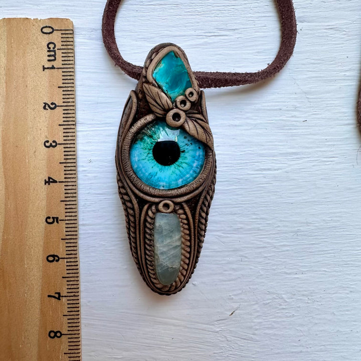 Aquamarine and Raw Chrysocolla Eye Necklace - FairyGardenGlow