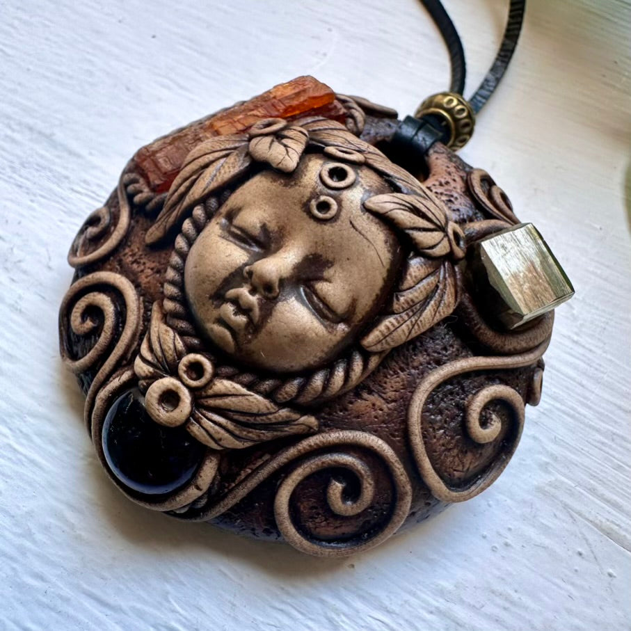 Orange Kyanite Pyrite and Amethyst Goddess Necklace - FairyGardenGlow