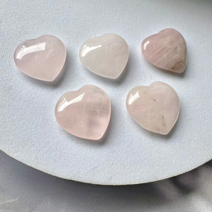 Rose Quartz Heart 20 mm / 5 pieces set - FairyGardenGlow