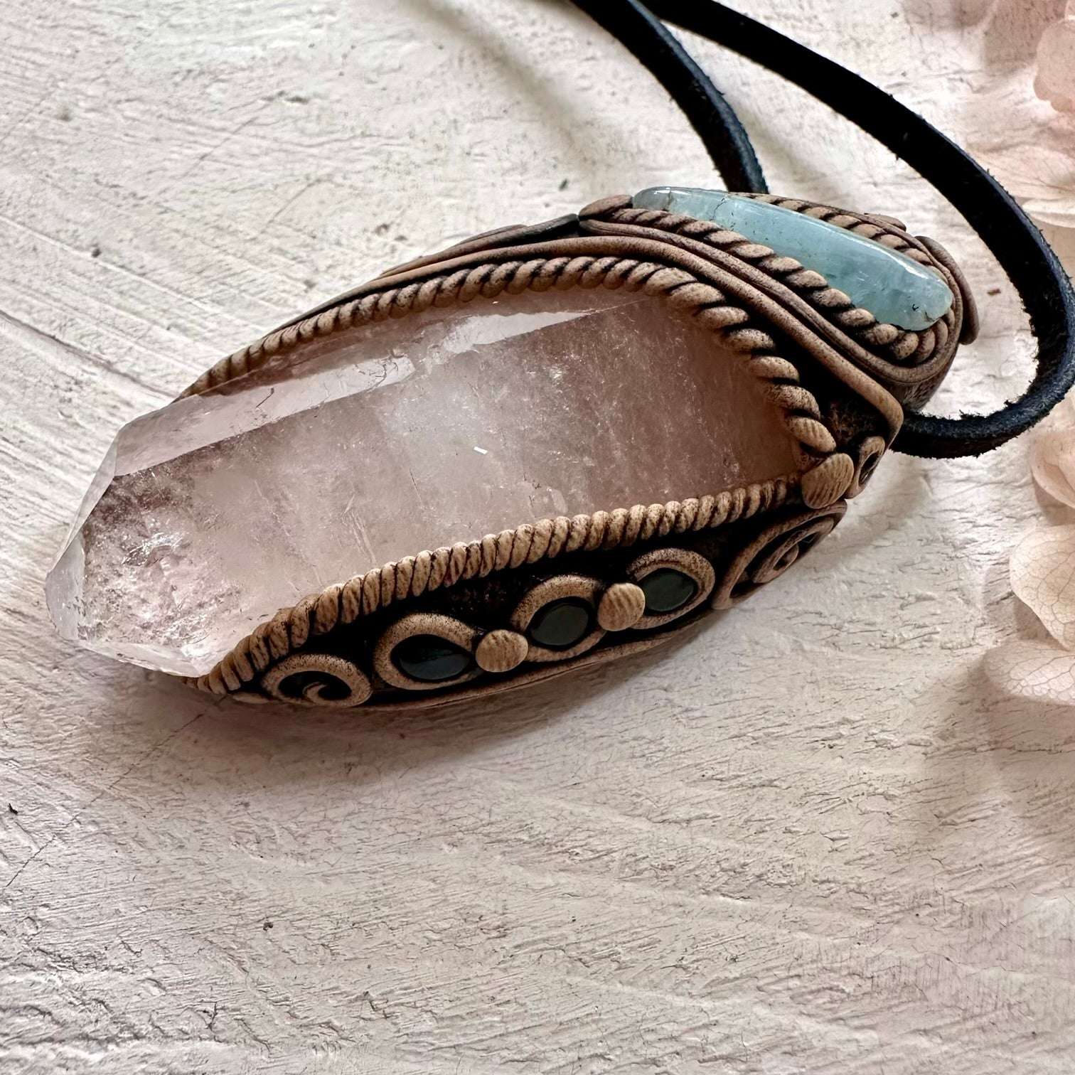 Clear Quartz and Aquamarine Necklace - FairyGardenGlow