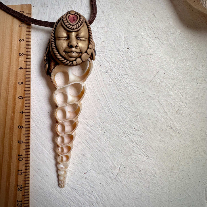 Tanzanite and Pink Tourmaline Seashell Goddess Necklace - FairyGardenGlow