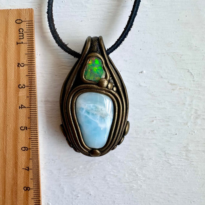 Larimar and Raw Opal Necklace - FairyGardenGlow