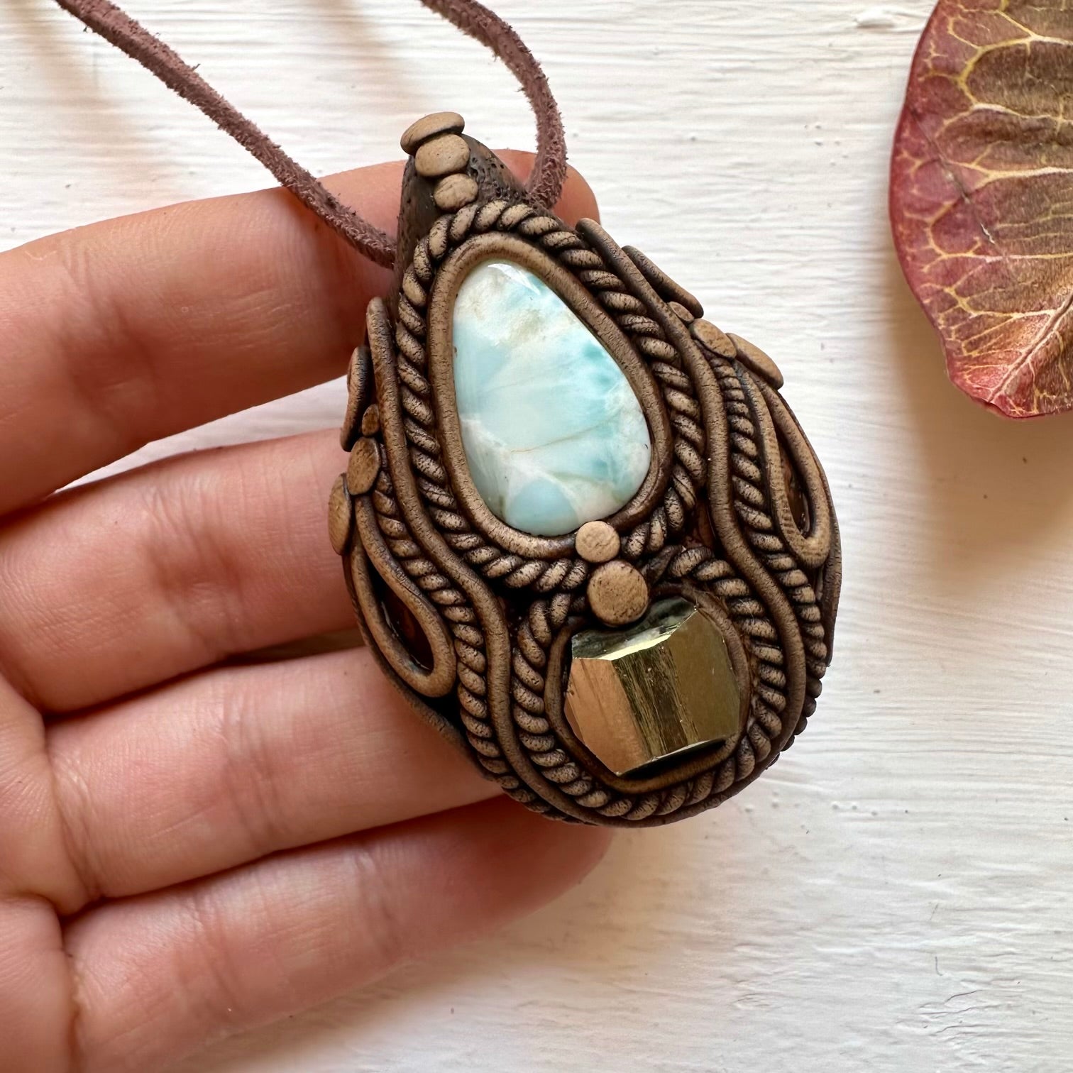 Larimar and Pyrite Necklace - FairyGardenGlow