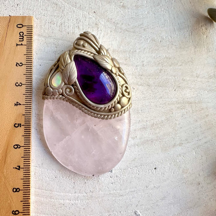An enchanting spiritual gemstone necklace inspired by love, intuition, inner peace, creativity and spiritual connection. A unique handmade crystal talisman for meditation, energy work, intention setting and everyday wear.