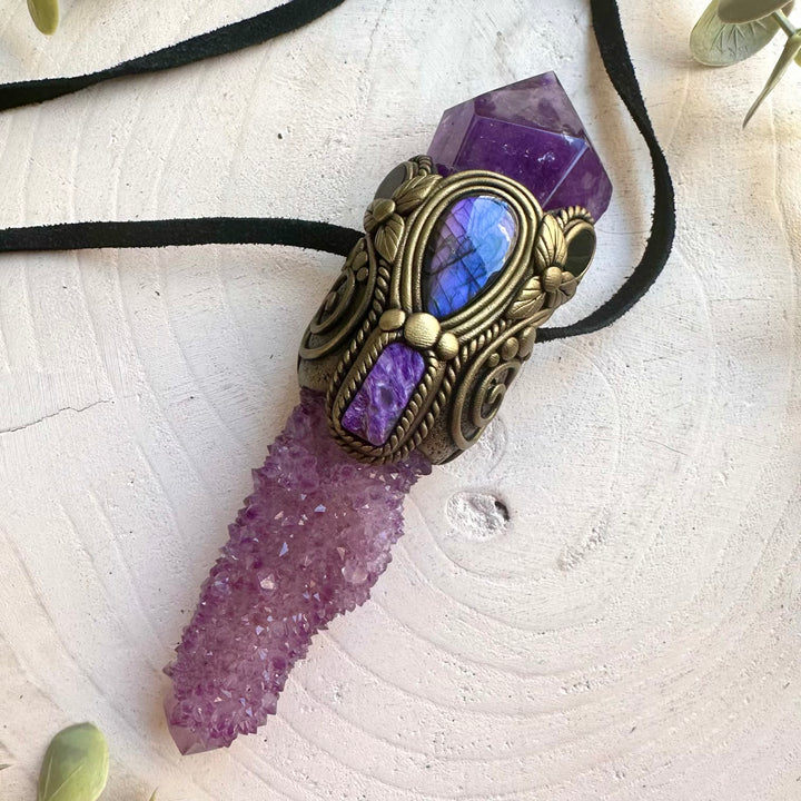 Unique gemstone necklace designed for meditation, mindfulness and spiritual practice.