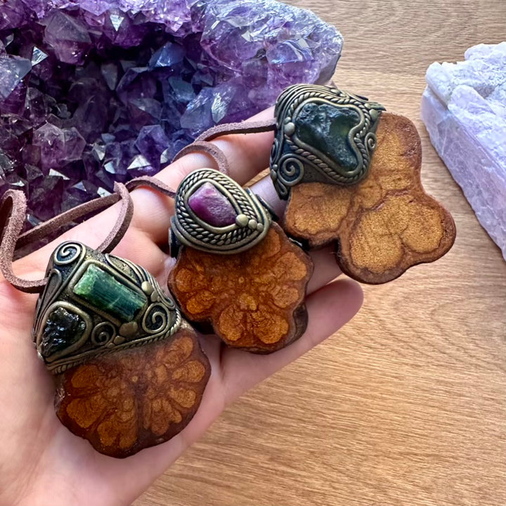 Ayahuasca Vine and Raw Moldavite Necklace - FairyGardenGlow