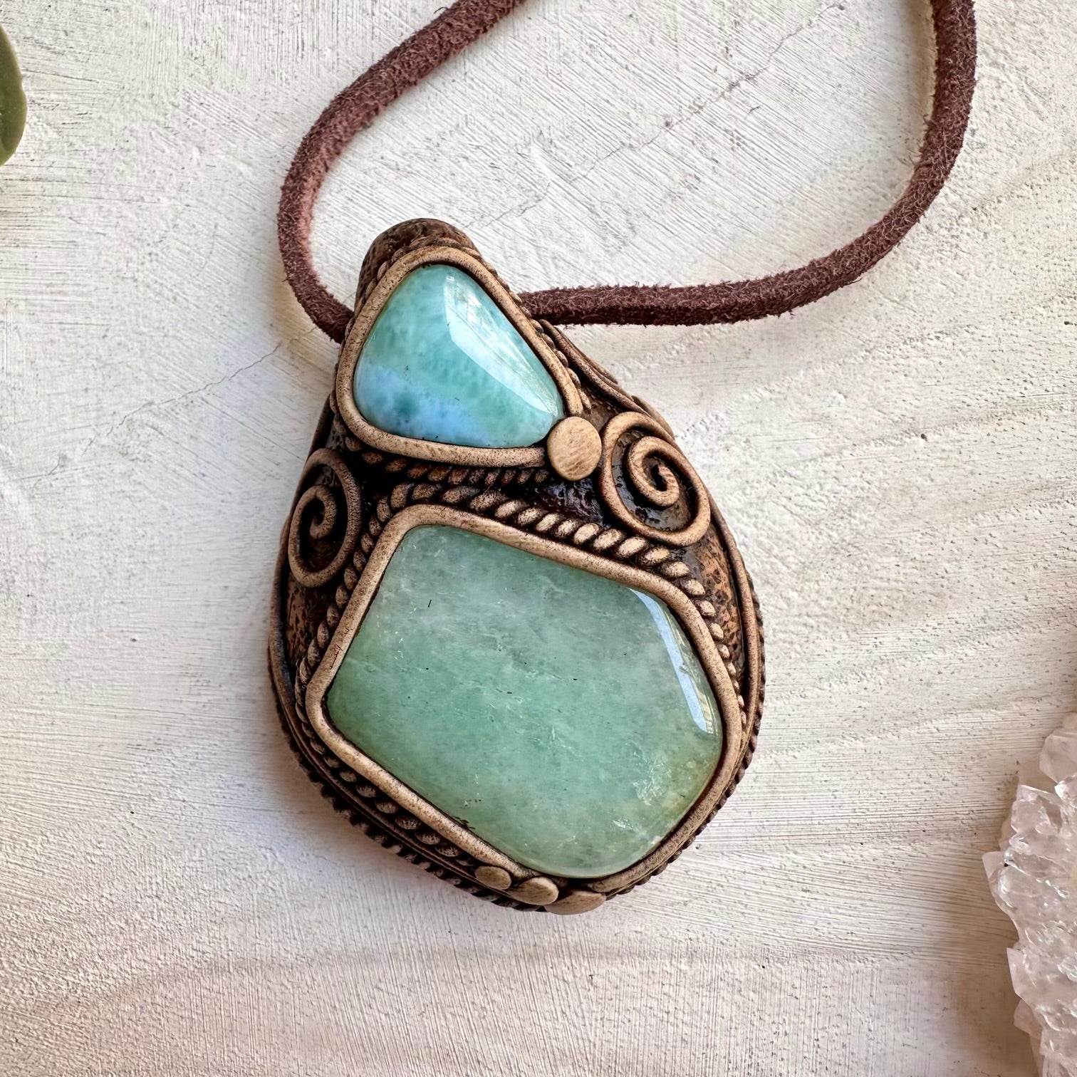 Green Aventurine and Larimar Necklace