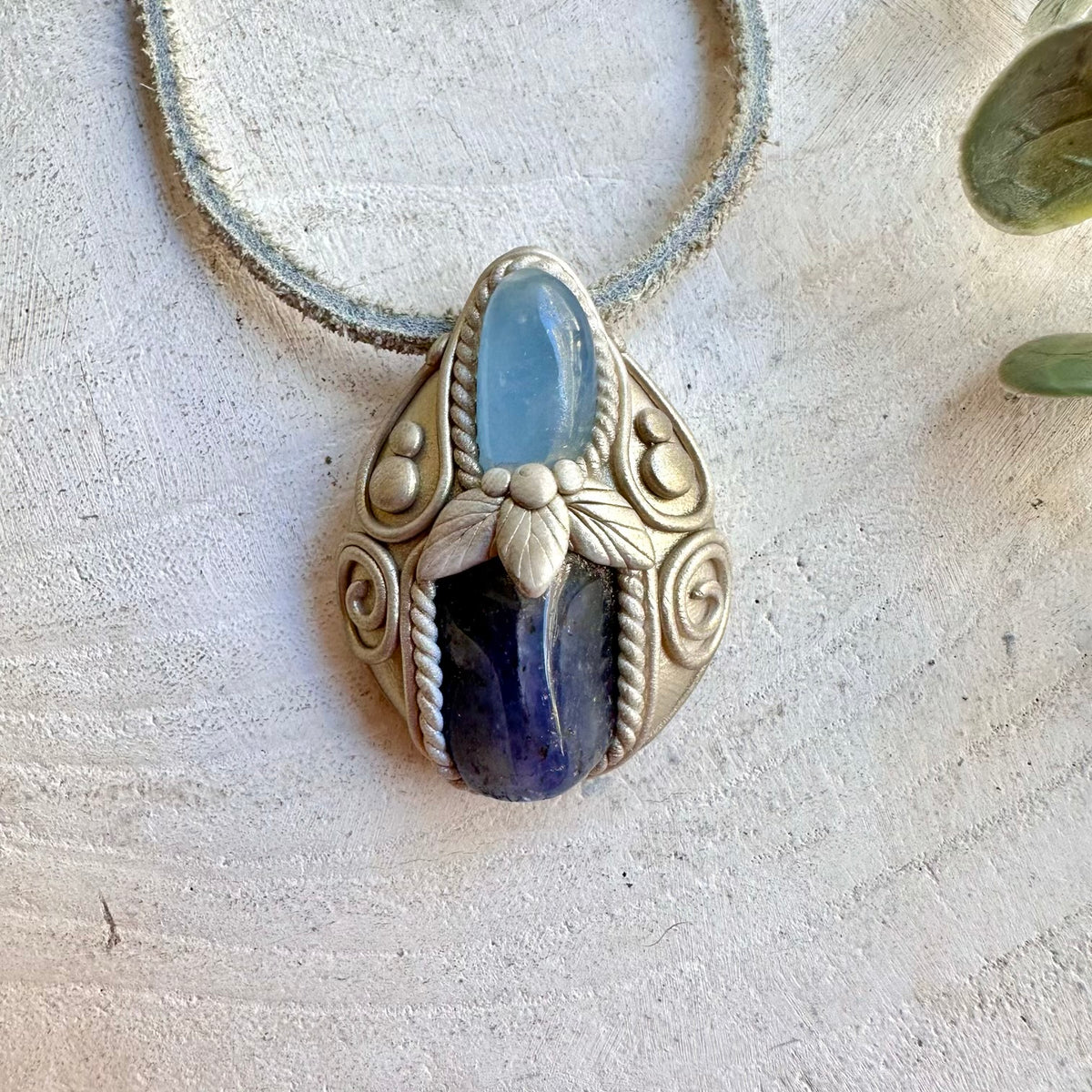 Iolite and Celestite Pendant Necklace