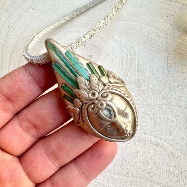 Green Tourmaline and Blue Topaz goddess necklace handmade boho crystal jewelry with natural gemstones