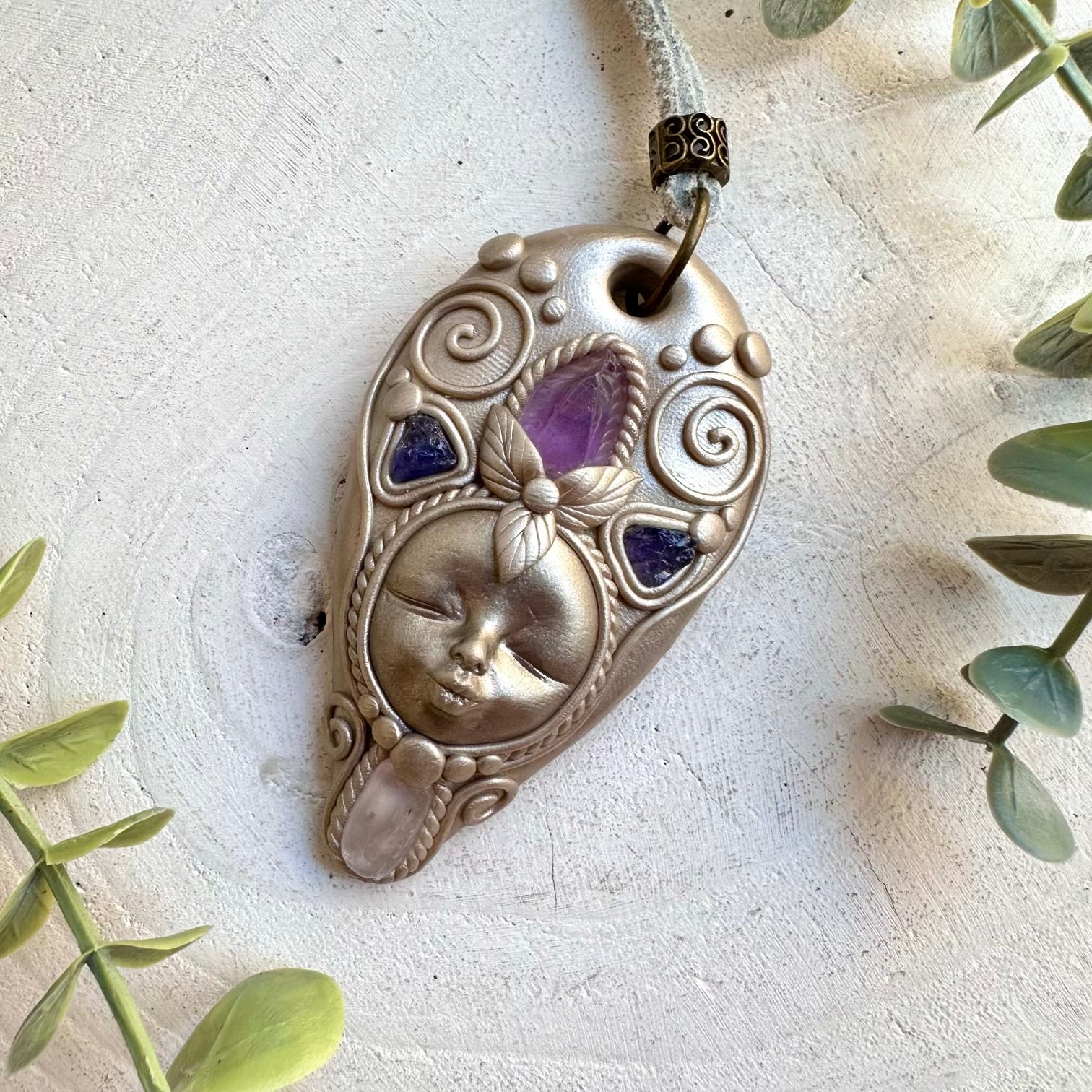 Handmade Goddess Crystal Necklace – Vera Cruz Amethyst, Tanzanite & Kunzite Pendant