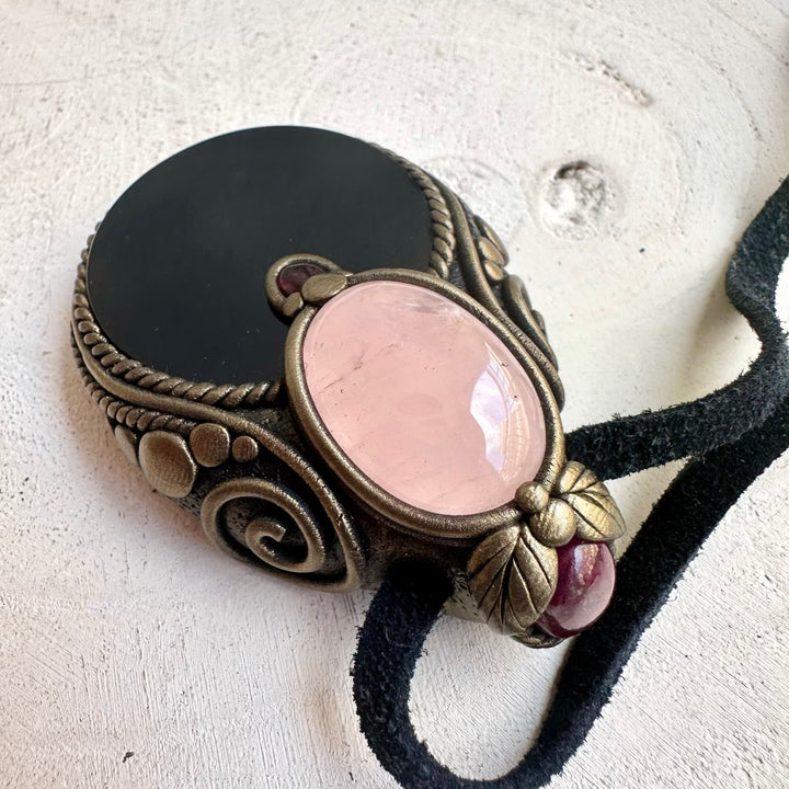 Handmade Obsidian Mirror Pendant Necklace – Love, Strength & Protection Crystal Jewelry