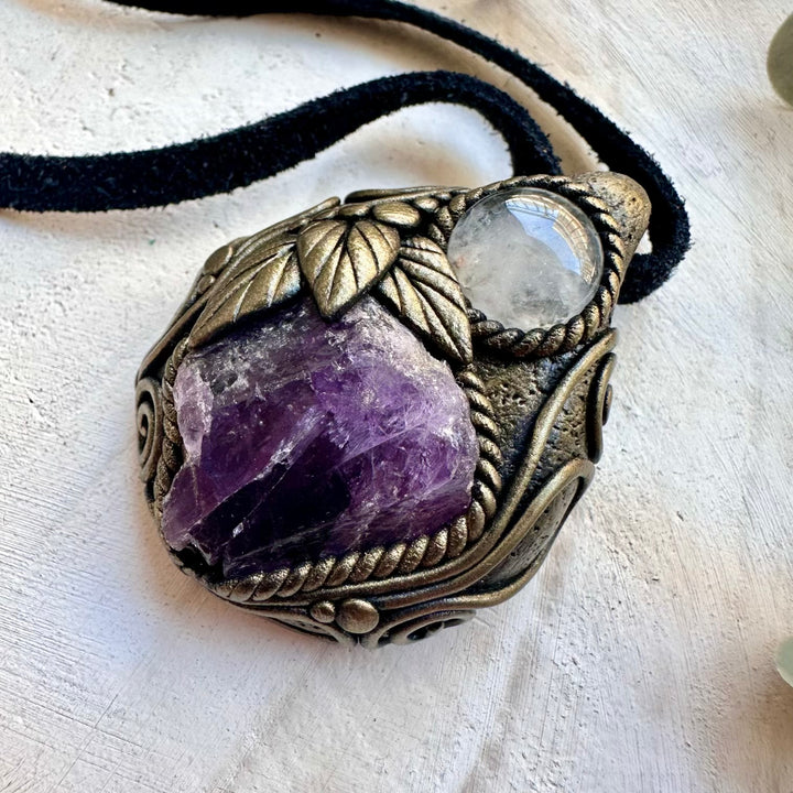 Handmade Scapolite and Clear Quartz Necklace – Raw Healing Stone Jewelry