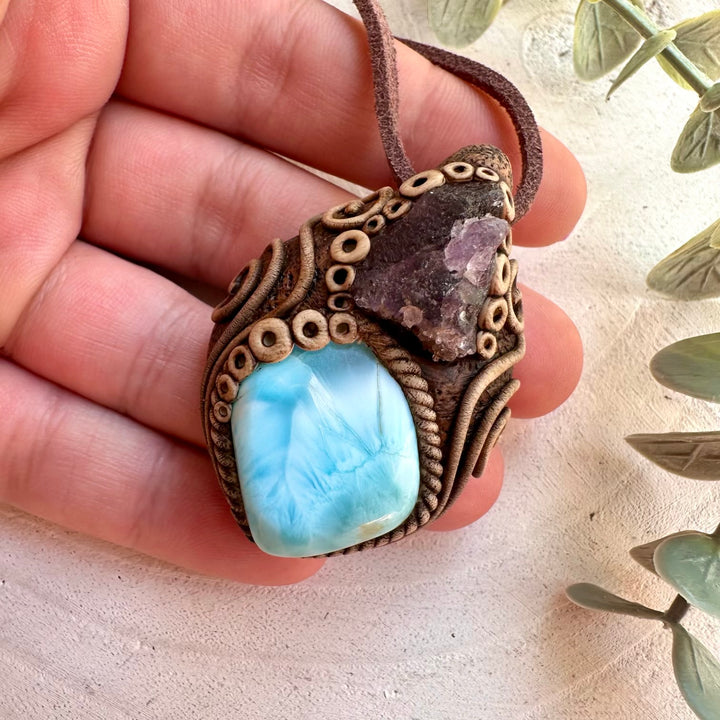 Handmade gemstone jewelry with Larimar and Scapolite