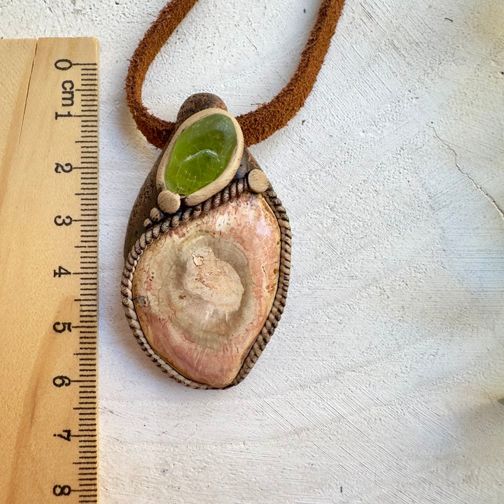 Handmade metaphysical jewelry with natural fossil wood