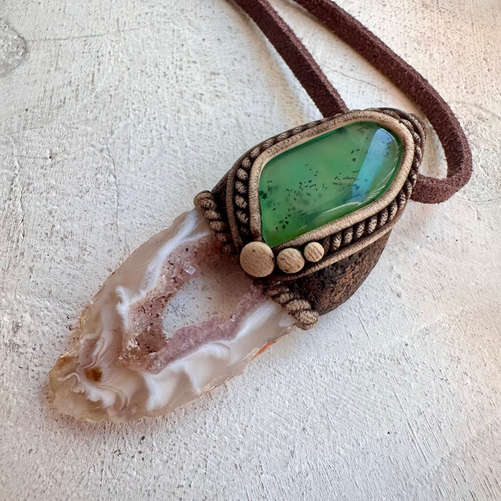 Handmade spiritual jewelry with natural Agate and Chrysoprase stones