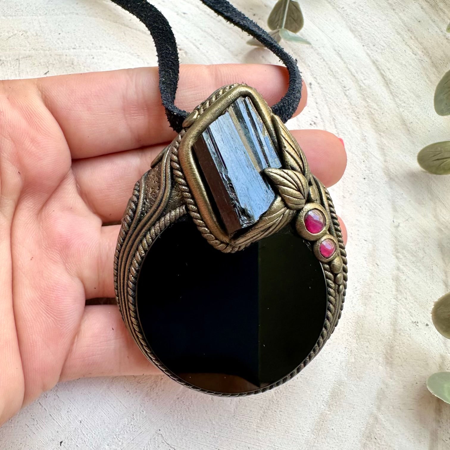 Handmade spiritual necklace for grounding and protection