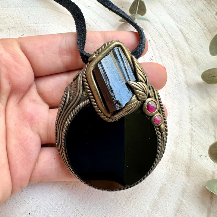 Handmade spiritual necklace for grounding and protection