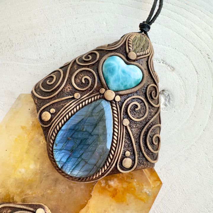 Handmade spiritual wall decor with natural crystals