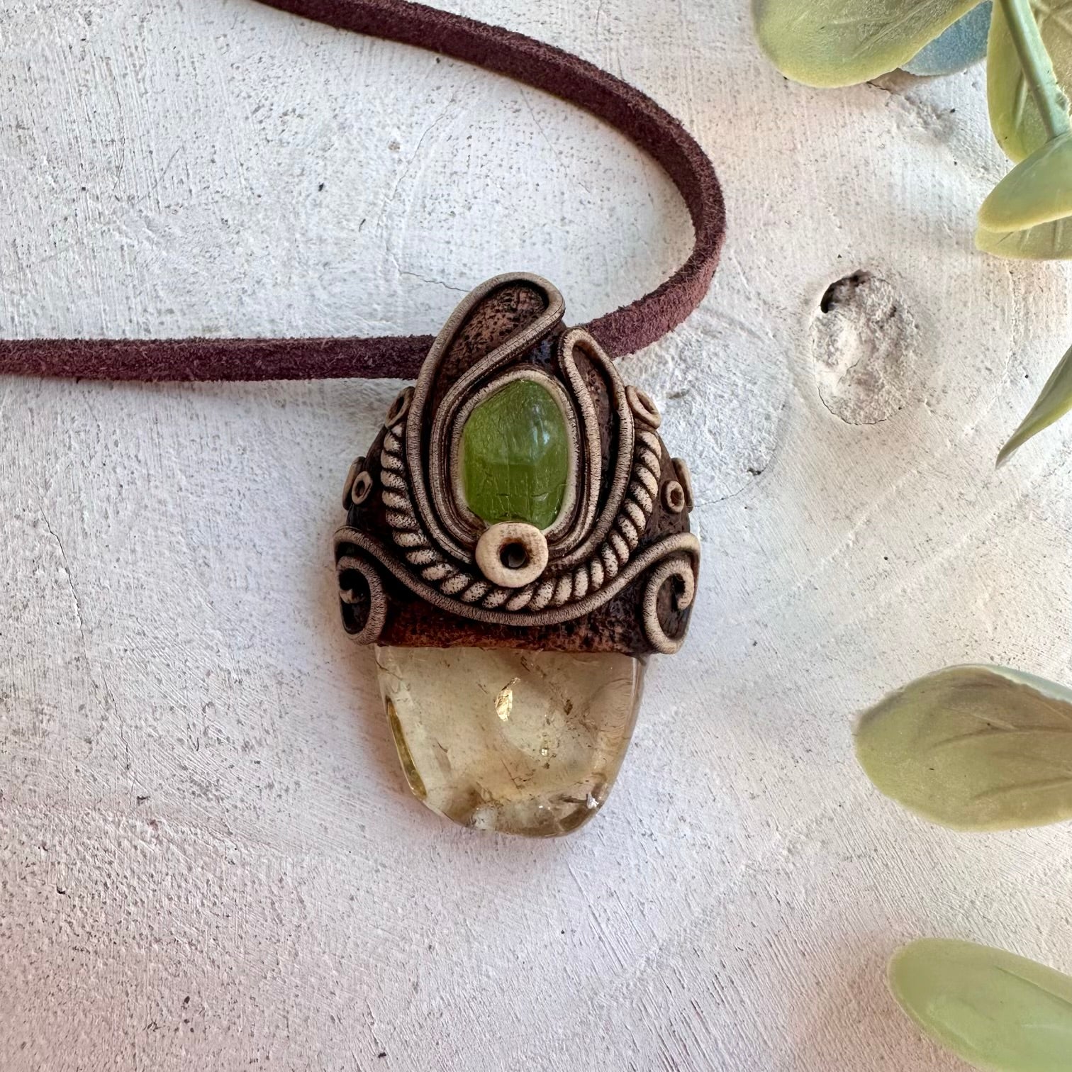Healing crystal jewelry featuring Citrine and Peridot