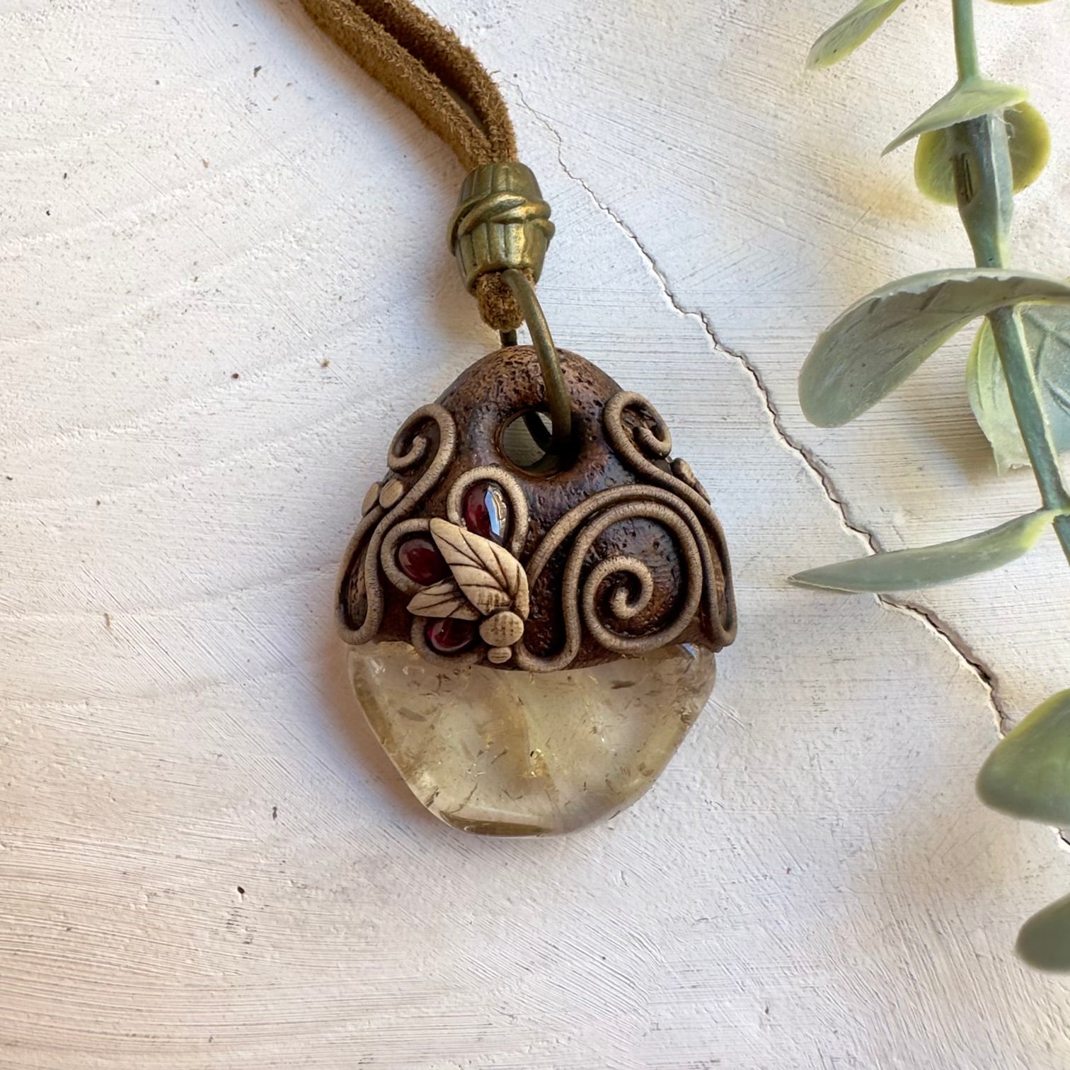 Healing crystal jewelry featuring Citrine and Rhodolite Garnet