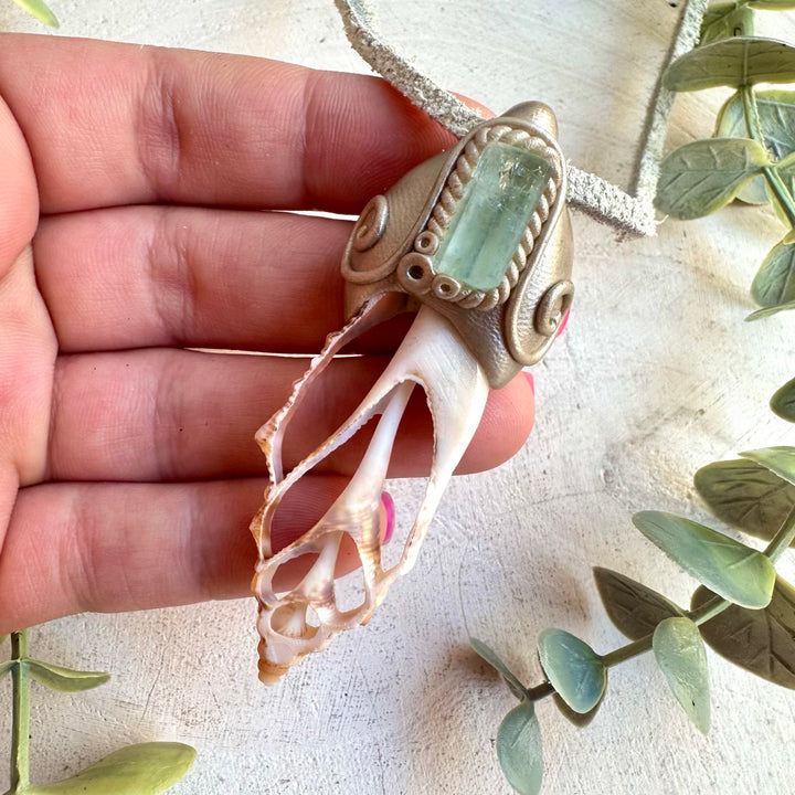 Healing crystal necklace fantasy jewelry ocean inspired gemstone pendant