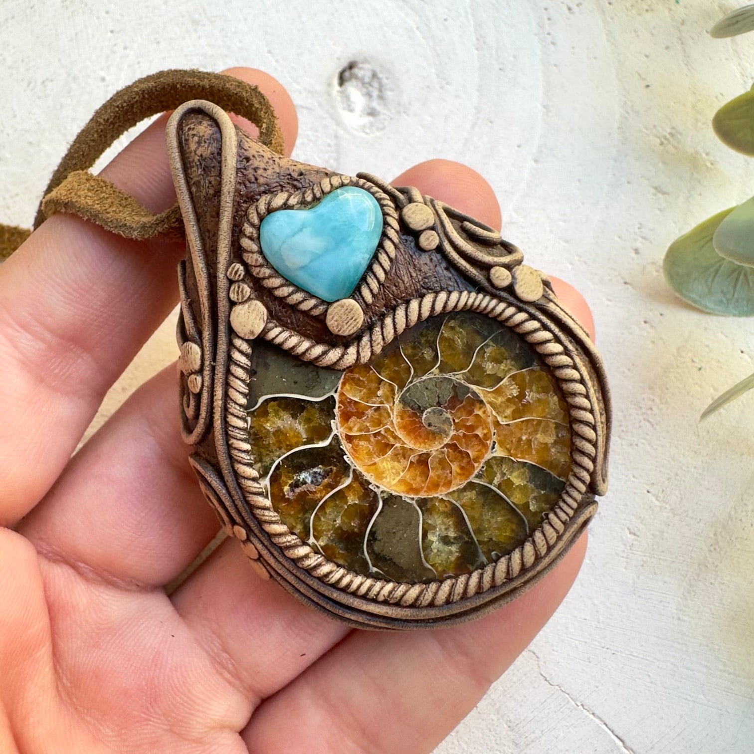 Healing crystal necklace inspired by ancient ocean energy