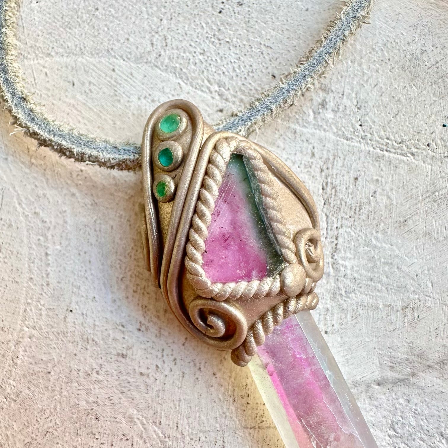 Healing crystal necklace fantasy jewelry angel aura quartz pendant