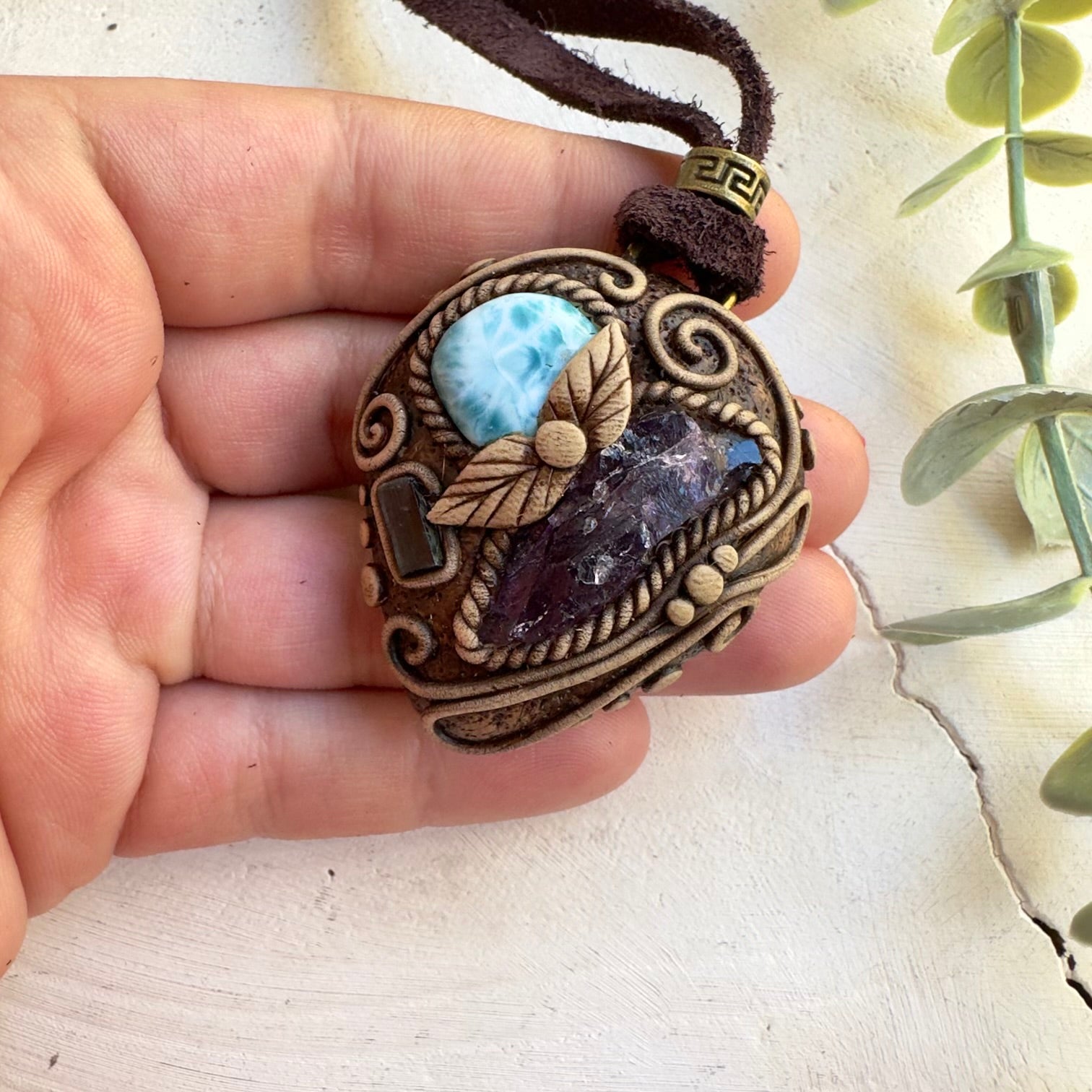 Healing stone jewelry combining Larimar and Blue Tourmaline