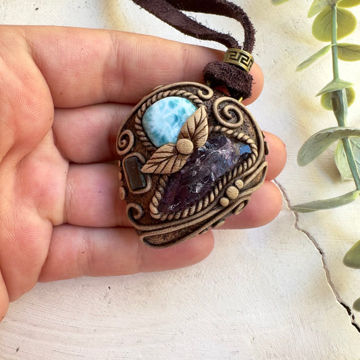 Healing stone jewelry combining Larimar and Blue Tourmaline
