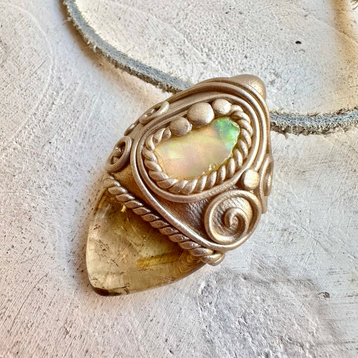 Healing stone necklace crystal talisman for joy and emotional balance