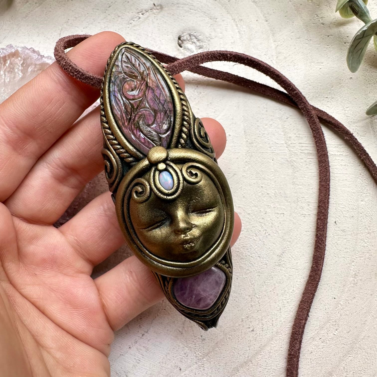 Labradorite and opal unisex spiritual jewelry