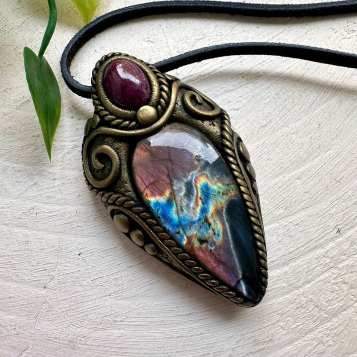 Labradorite and Ruby Necklace FairyGardenGlow