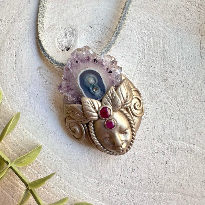 Metaphysical crystal jewelry handmade boho goddess necklace