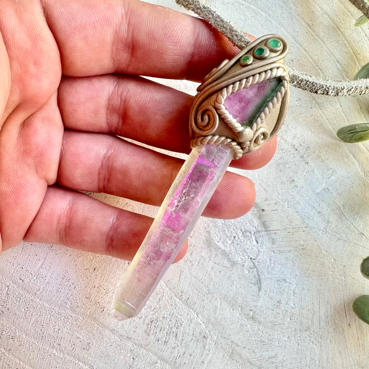 Metaphysical crystal jewelry handmade boho gemstone pendant necklace