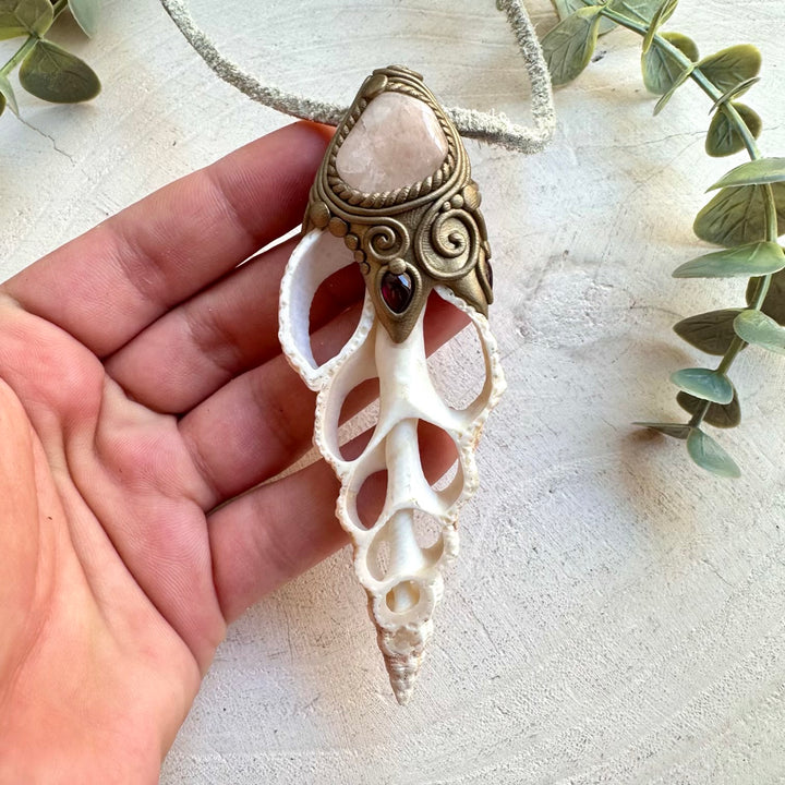 Metaphysical crystal jewelry handmade with natural morganite and rhodolite garnet